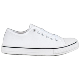 SHELOVET Klassiske bundne sneakers hvid