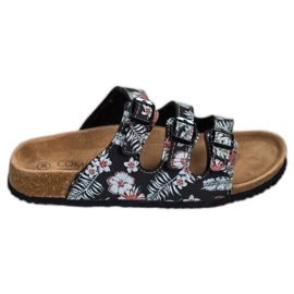 SHELOVET Komfortable mønstrede hjemmesko hvid sort flerfarvet
