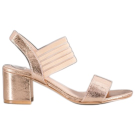 Small Swan Skinnende slip -on sandaler gylden