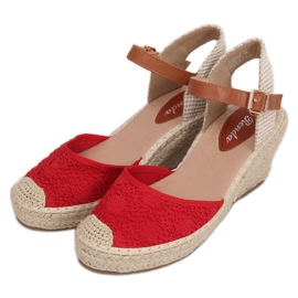 Røde Espadriller på kiler, rød S-819 Rød
