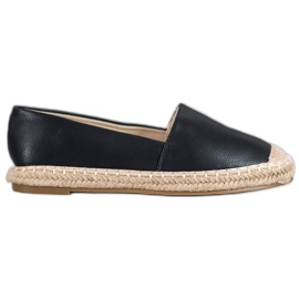 SHELOVET Lette øko-læder espadriller sort
