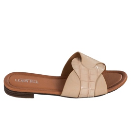 SHELOVET Elegante Eco læder hjemmesko beige