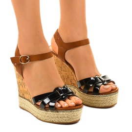 Sorte espadrilles -kile sandaler 6032 brun