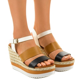 Sorte kile sandaler espadrilles VB76062 hvid brun flerfarvet