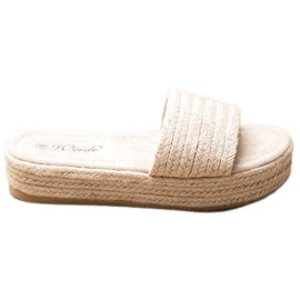 Weide Halmtøfler på platformen beige