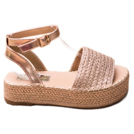 Weide Espadrilles sandaler på platformen gylden