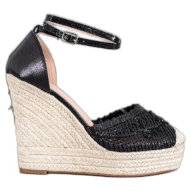 Weide Skinnende Espadrilles På Kile sort