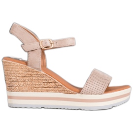 Weide Moderigtige ruskindskiler beige