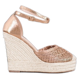 Weide Skinnende Espadrilles På Kile gylden