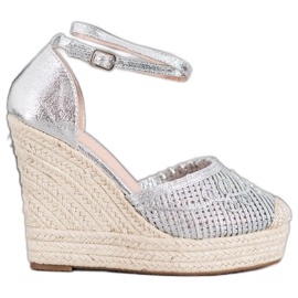Weide Skinnende Espadrilles På Kile grå