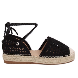 Sort Espadrilles bundet over anklen G1573 Sort