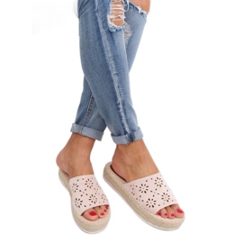 Beige åbnede hjemmesko espadrilles 99-62A Beige