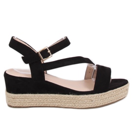 Sorte sandaler espadrilles 680-38 Sort