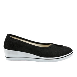 Sorte sneakers skinnende wedge sneakers K-1-002