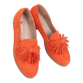 Orange kvinders loafers med frynser T357P Orange