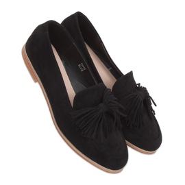 Sort Loafers til kvinder med frynser T357P Sort