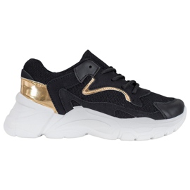 SHELOVET Stilfulde sneakers på platformen sort gul