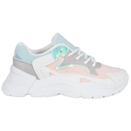 SHELOVET Stilfulde sneakers på platformen hvid blå lyserød grå