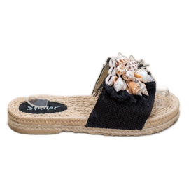 Seastar Moderigtige flip-flops med skaller sort