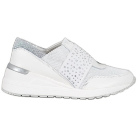 Slip-on sneakers med VINCEZA krystaller hvid