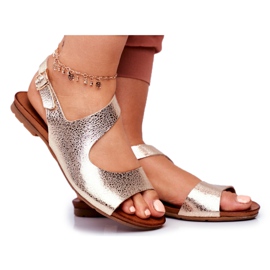 Kvinders sandaler Laura Messi Leather 1116 Snake Golden Vollare gylden