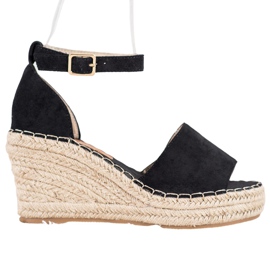 Seastar Sandaler på halmkilen sort