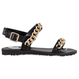 Seastar Sandaler med guldkæde sort