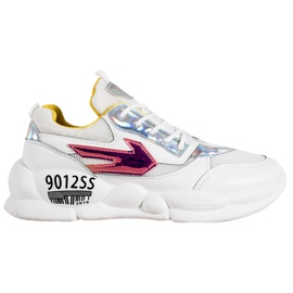SHELOVET Sneakers med Eco Leather Fashion hvid flerfarvet grå