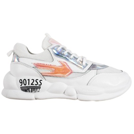 SHELOVET Sneakers med Eco Leather Fashion hvid flerfarvet grå