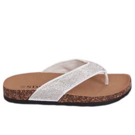 Hvide flip-flops med korksåler 7872-PL Hvid