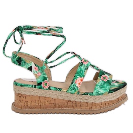 Grønne espadrillessandaler JH116 Flower Green