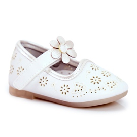 Apawwa Børns ballerinaer på velcro Kwiatuszek White Flored hvid
