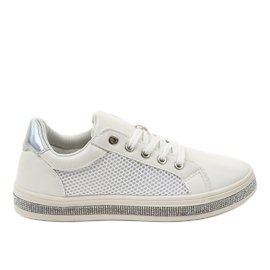 Hvide sneakers dekoreret med zirkoner 1153-Y