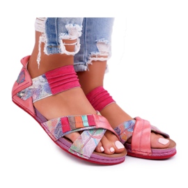 Kvinders sandaler Maciejka pink 03375 læder lyserød flerfarvet