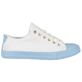 SHELOVET Tekstil sneakers hvid blå