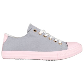 SHELOVET Tekstil sneakers lyserød grå