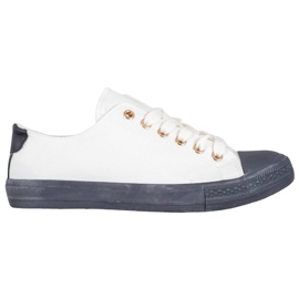 SHELOVET Tekstil sneakers hvid grå