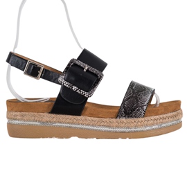 SHELOVET Sandaler på Snake Print Platform sort
