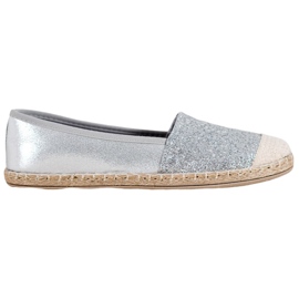 SHELOVET Sølv Espadriller Med Glitter grå