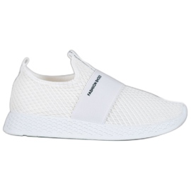 SHELOVET Slip-on sneakers med mesh hvid