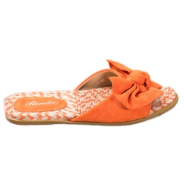 Renda Elegante hjemmesko med sløjfe orange