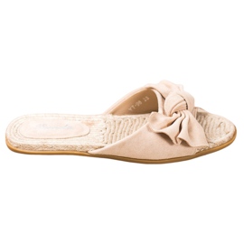 Renda Elegante hjemmesko med sløjfe beige