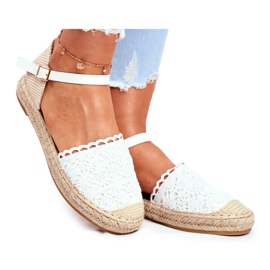 Kvinders Espadriller På Hvidt Linned Platform Wien