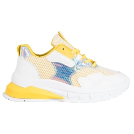 SHELOVET Sneakers med mesh hvid flerfarvet gul