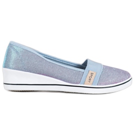 SDS Slip-on ballerinaer med glitter blå