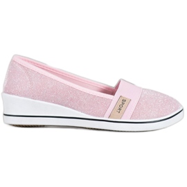 SDS Slip-on ballerinaer med glitter lyserød