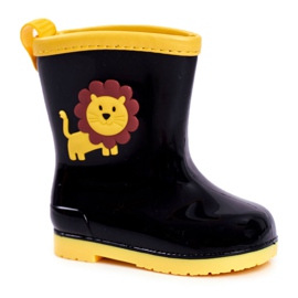 Børns sort gummi Galoshes løve