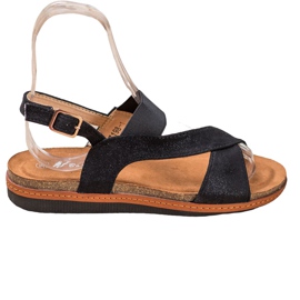SHELOVET Komfortable sandaler på platformen sort