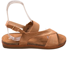 SHELOVET Komfortable sandaler med glitter brun