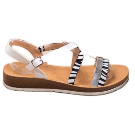 SHELOVET Sandaler med zebraprint hvid sort